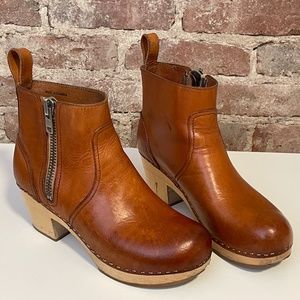Swedish Hasbeens Emy Zip Boot, Natural Leather